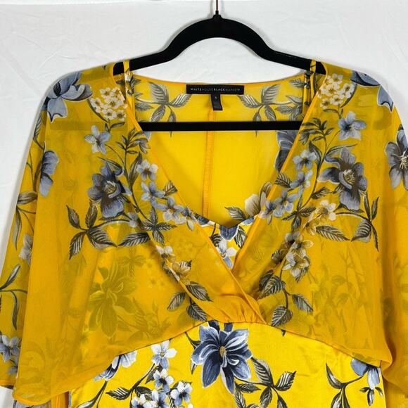 White House Black Market Blouse Yellow Satin Size Small - Picture 3 of 11